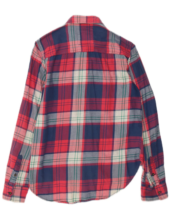 Cămașă de flanel supradimensionată pentru femei Abercrombie & Fitch UK 6 XS bumbac cu carouri roșii