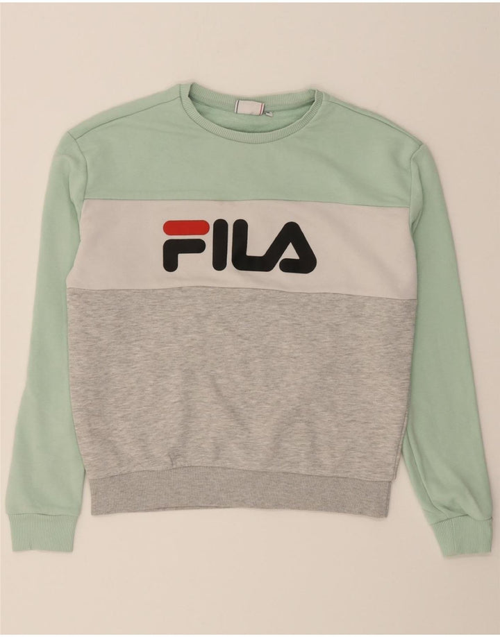 FILA Womens Sweatshirt Jumper UK 10 Small Multicoloured Colourblock Vintage Fila and Second-Hand Fila from Messina Hembry 
