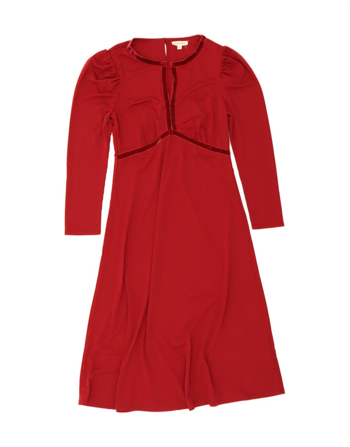 MONSOON Womens Long Sleeve Maxi Dress UK 12 Medium Red Polyester Vintage Monsoon and Second-Hand Monsoon from Messina Hembry 