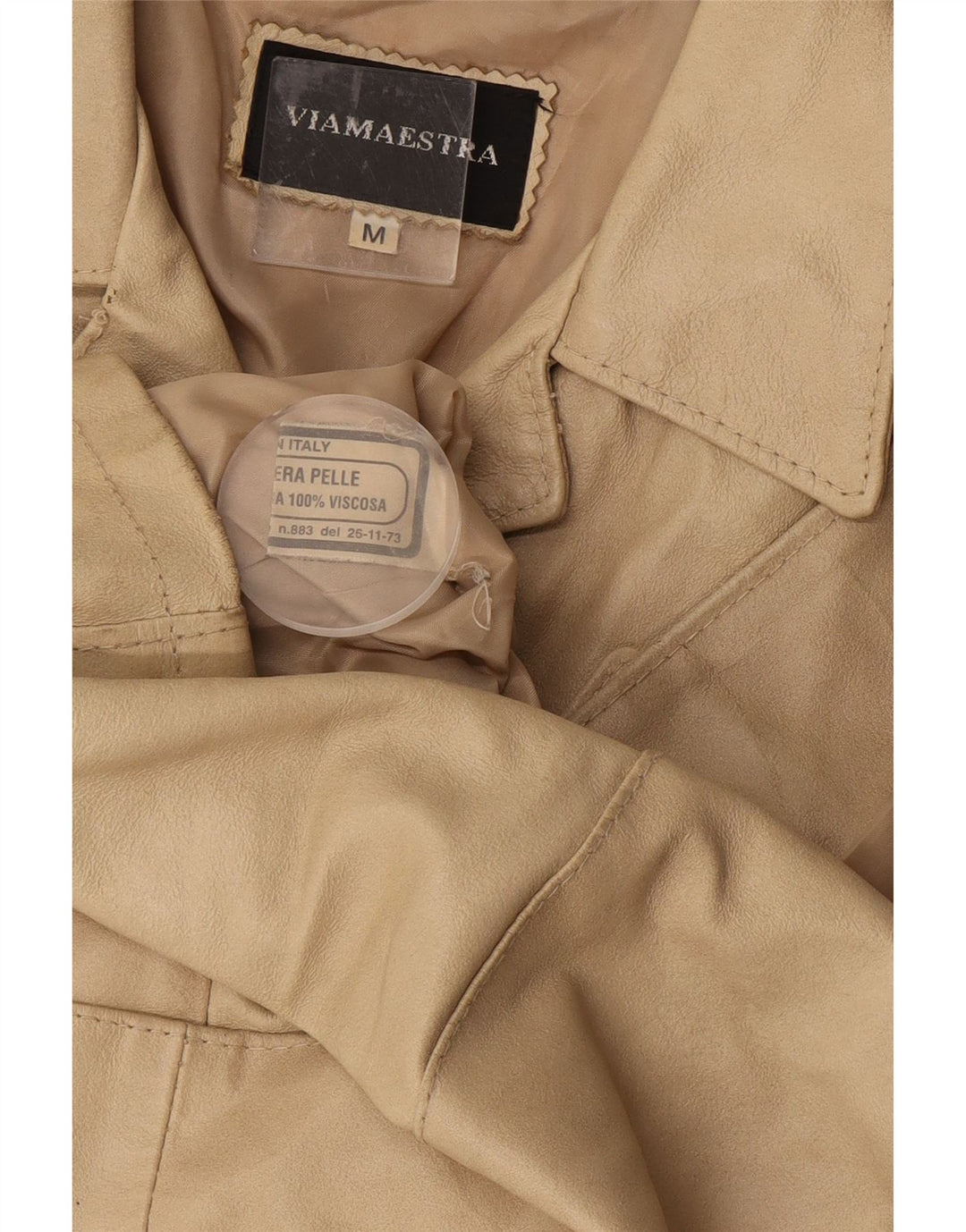 Jachetă de piele Viamaestra pentru femei UK 12 Medium Beige Piele