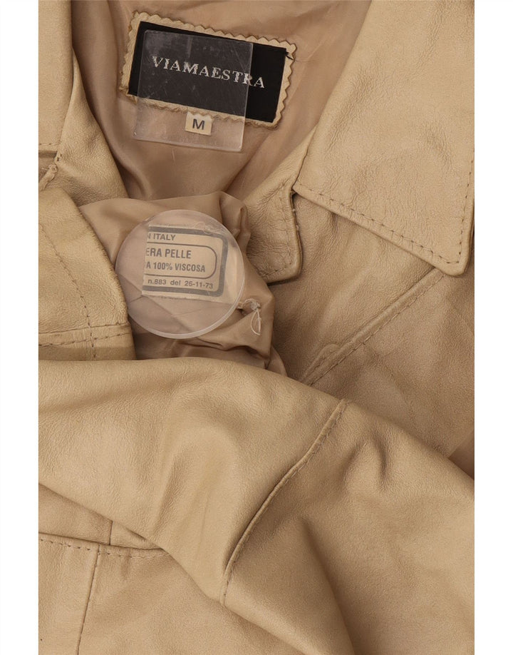 Jachetă de piele Viamaestra pentru femei UK 12 Medium Beige Piele