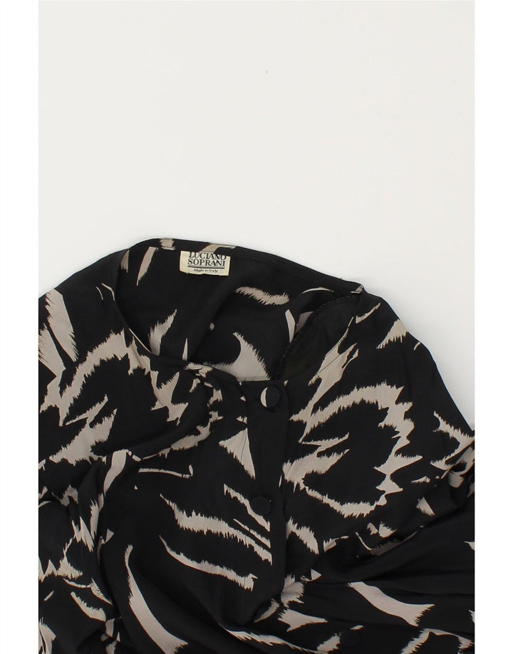LUCIANO SOPRANI Womens Longline Shirt Blouse IT 44 Medium Black Vintage Luciano Soprani and Second-Hand Luciano Soprani from Messina Hembry 