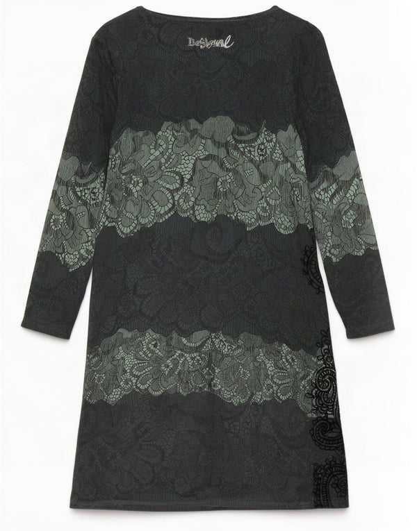 Rochie teacă cu mânecă lungă pentru femei Desigual UK 10 Small Green Paisley Viscose
