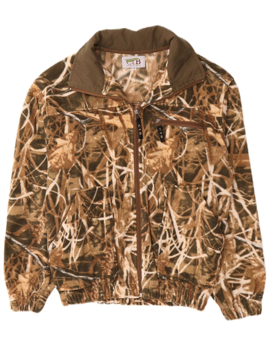 Jachetă vintage pentru bărbați din fleece UK 36 Mic Kaki Camouflage Poliester