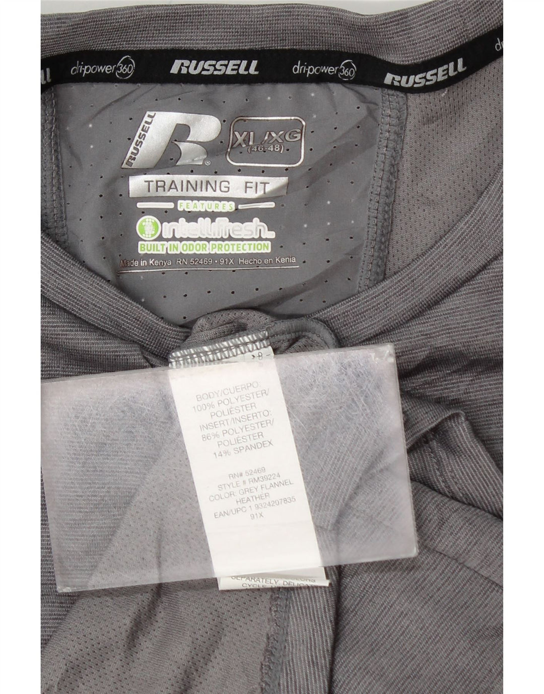 RUSSELL ATHLETIC Tricou Dri-Power pentru bărbați Top XL Poliester gri