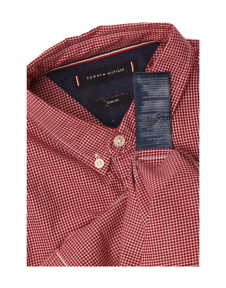 Cămașă pentru bărbați TOMMY HILFIGER Slim Fit Bumbac Roșu Mediu Houndstooth