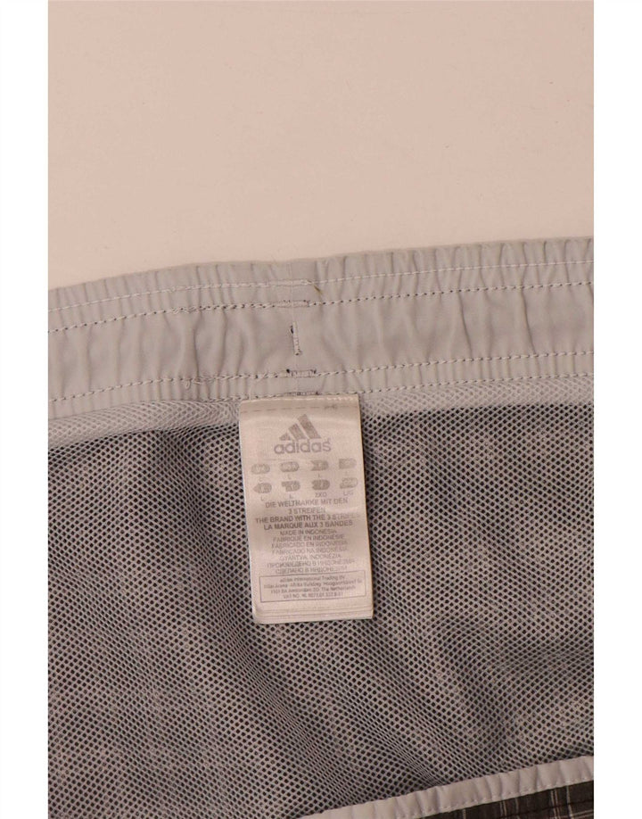Pantaloni scurți de înot Adidas pentru bărbați, din poliester cu carouri mari, kaki
