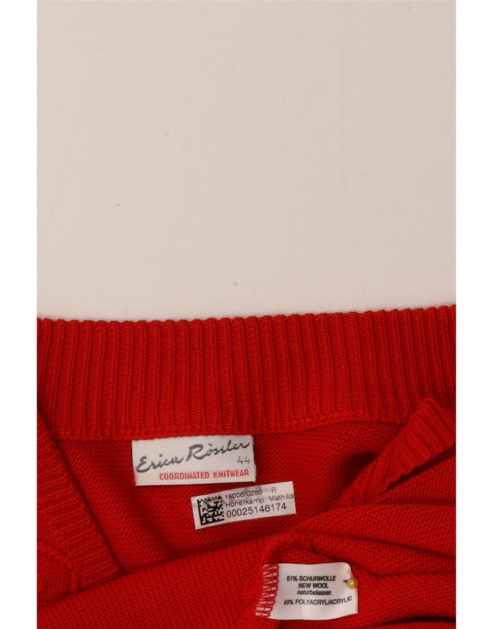 Pulover Cardigan Vintage pentru Damă EU 44 XL Lână Roșie