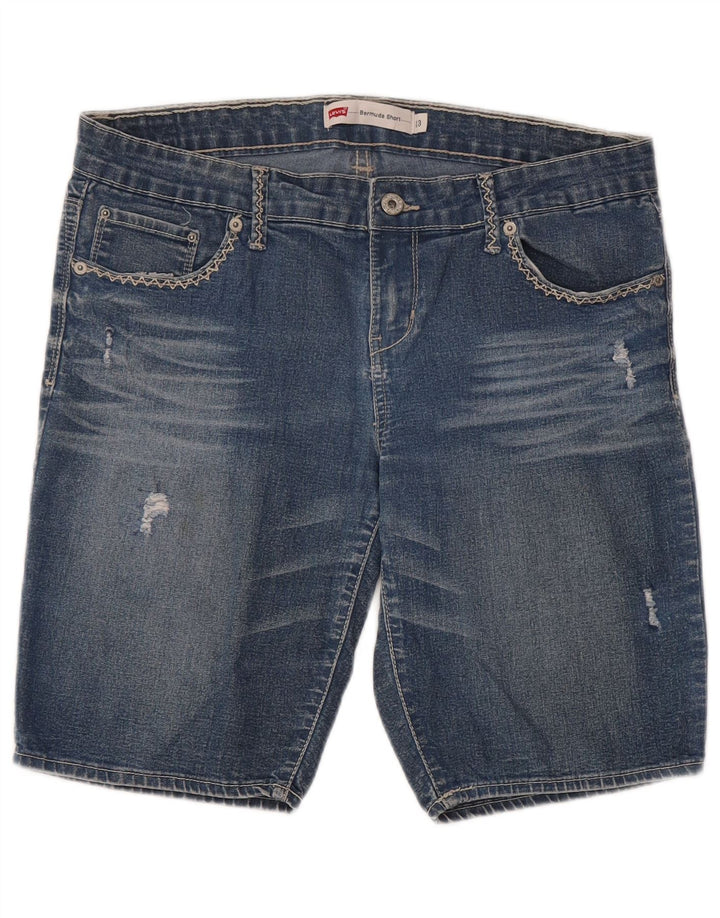 Bermuda de damă LEVI'S din denim învechit US 13 mare W32 bumbac albastru