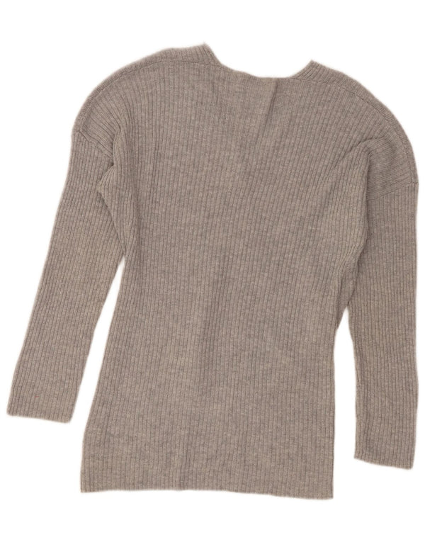 Pulover Topshop pentru femei cu decolteu în V UK 12 Medium Gri Acrilic