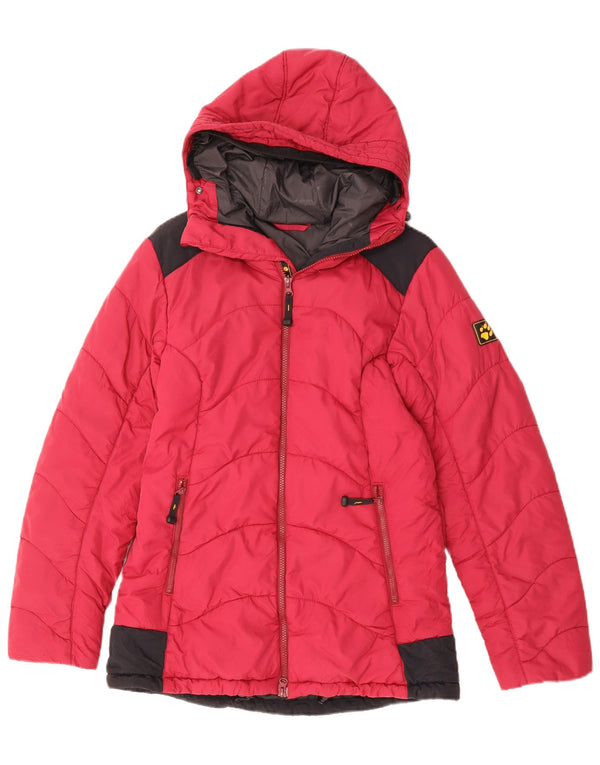 JACK WOLFSKIN Jachetă căptușită cu glugă pentru femei UK 10 Small Pink Colorblock