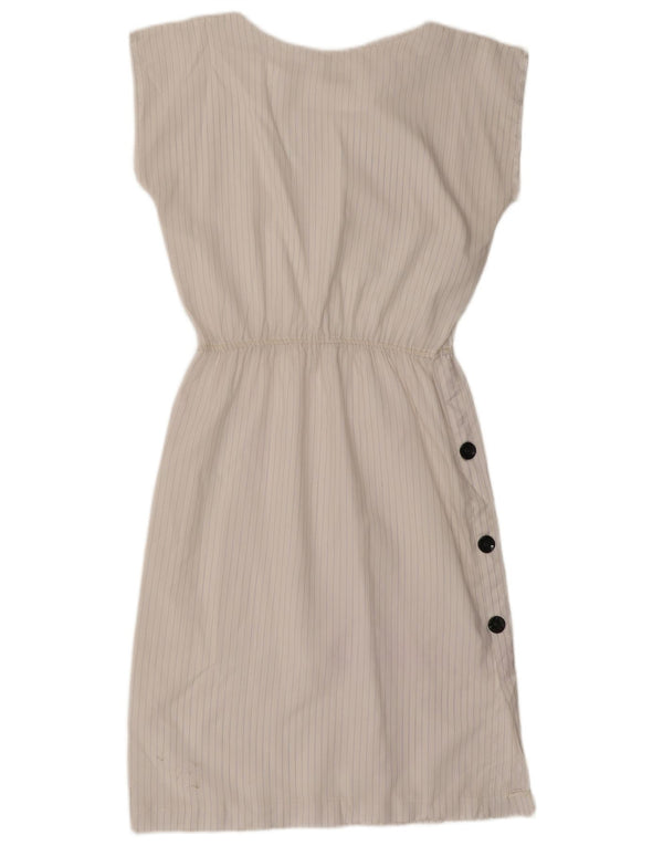 Rochie vintage pentru femei UK 14, mare, albă, cu dungi