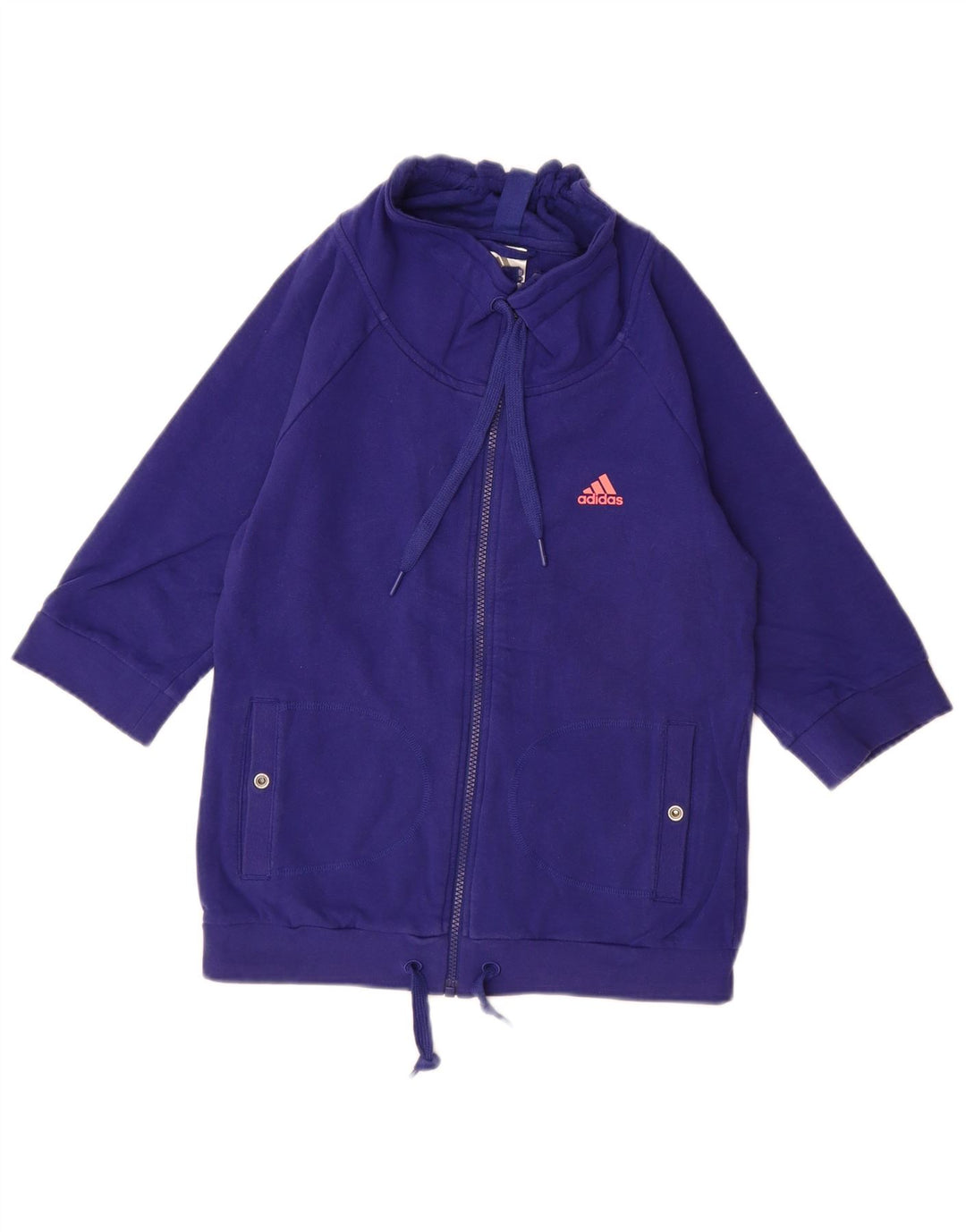 Pulover ADIDAS pentru femei cu mâneci 3/4, UK 10, bumbac albastru mic