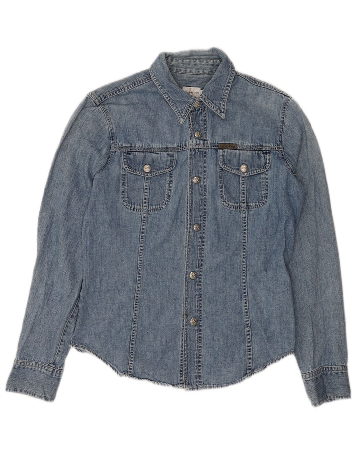 Cămașă de blugi pentru femei Calvin Klein Jeans, bumbac albastru mediu
