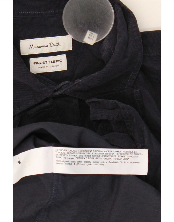 Cămașă Massimo Dutti pentru bărbați din catifea mare din bumbac bleumarin