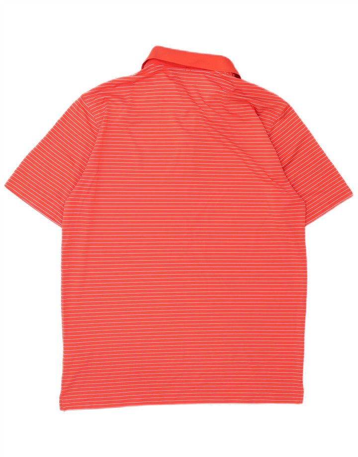 Tricou polo Nike Dri Fit pentru bărbați, poliester cu dungi roșii medii