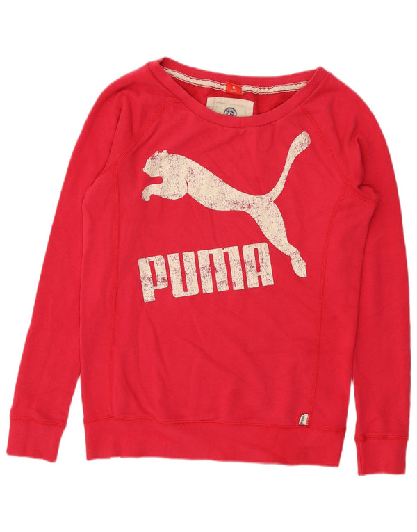Pulover cu grafic pentru femei Puma, UK 12, bumbac roz mediu