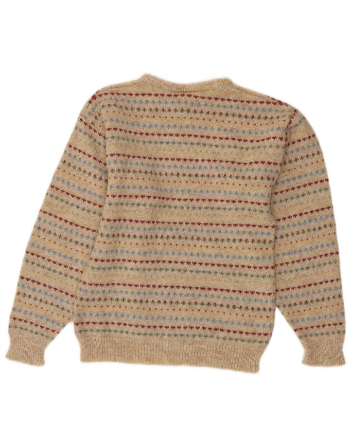 LAURA ASHLEY Pulover pentru femei cu decolteu rotund UK 10 Mic Bej Fair Isle