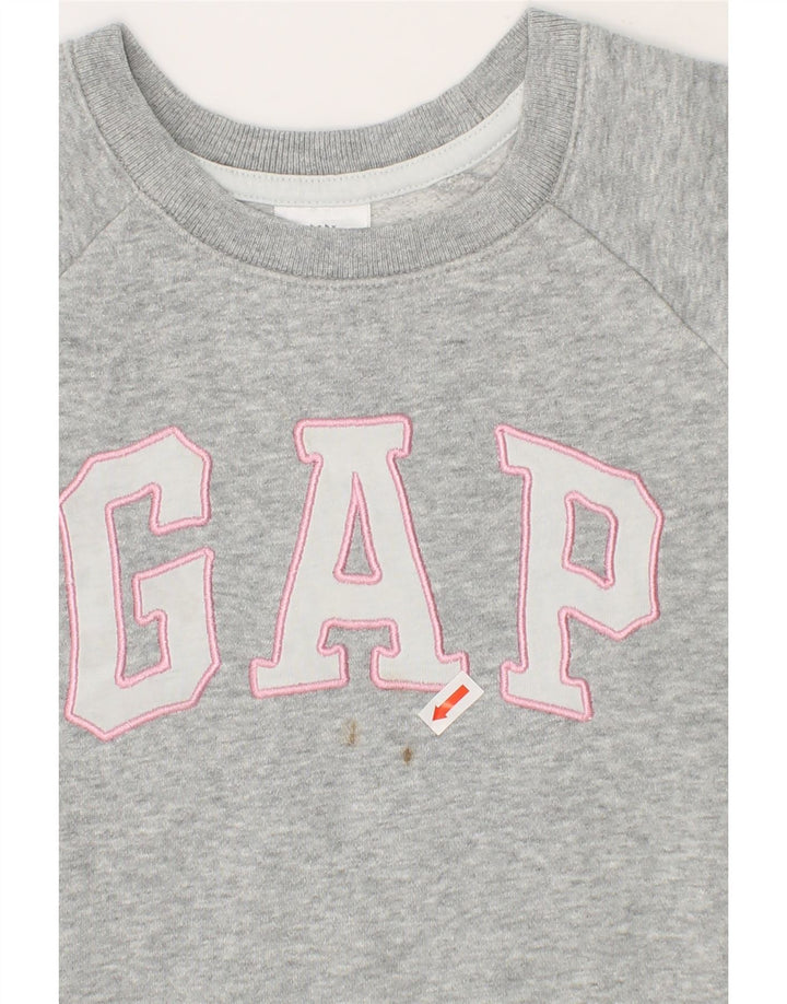 GAP Girls Graphic Sweatshirt Jumper 4-5 Years Grey Cotton Vintage Gap and Second-Hand Gap from Messina Hembry 