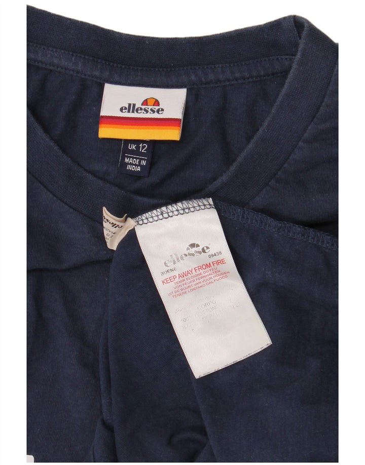 Top grafic pentru femei Ellesse cu mânecă lungă UK 12, mediu, bleumarin, bumbac