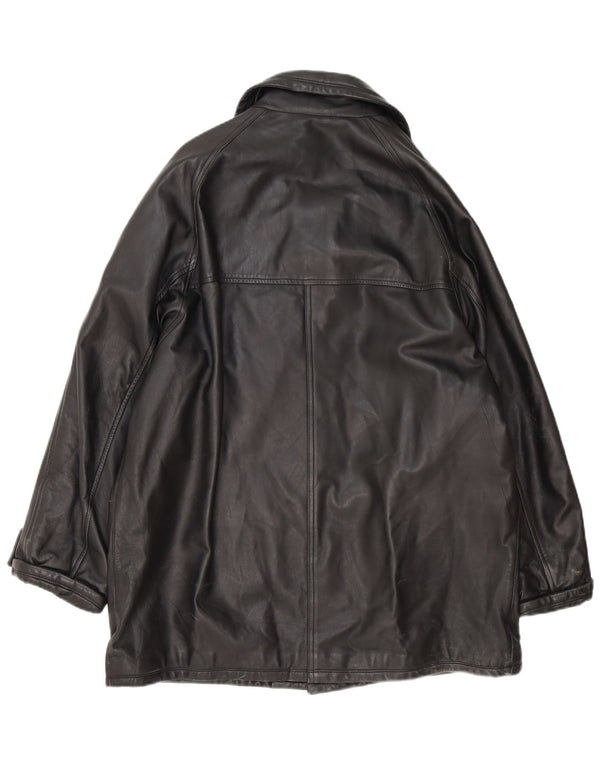 Palton din piele vintage pentru femei IT 54 3XL negru