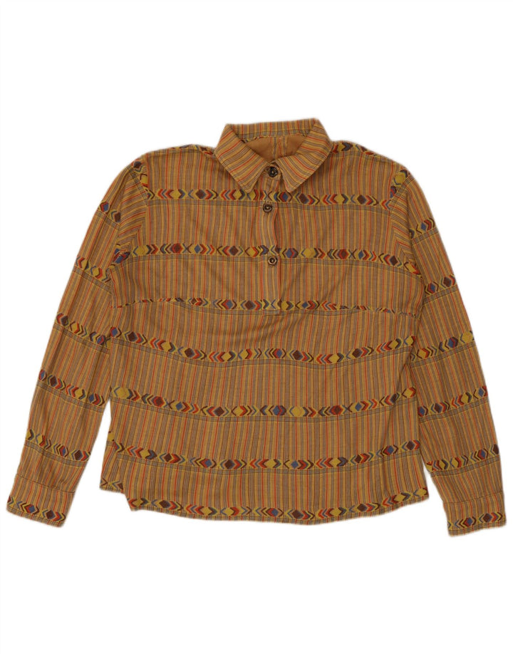 Cămașă vintage pentru damă UK 12 Medium Bej cu dungi
