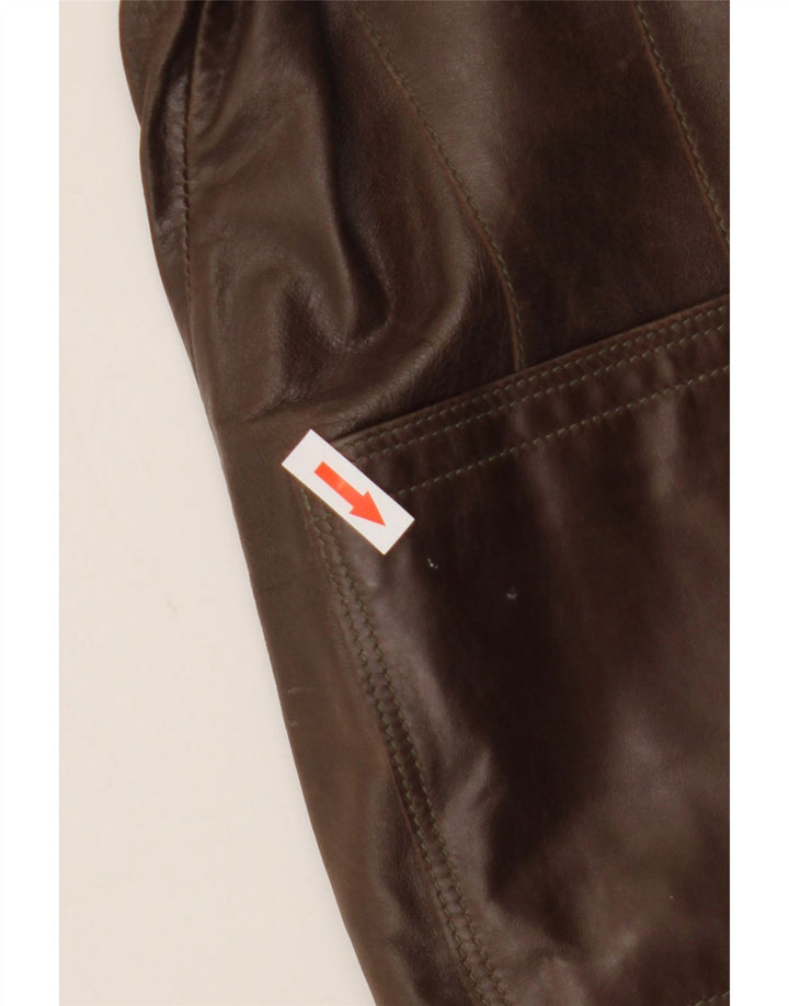 Blazer din piele cu 1 nasture Kello pentru femei UK 14 maro mediu