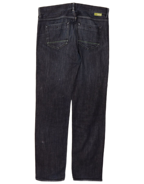 Blugi drepti pentru bărbați HUGO BOSS L32 L32 Bumbac bleumarin