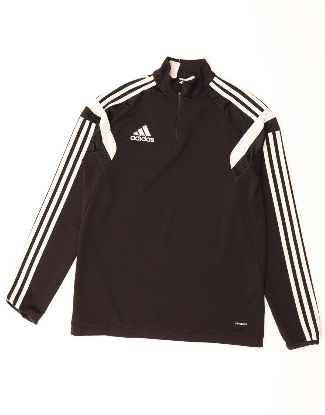 ADIDAS Boys Climacool Zip Neck Pullover Tracksuit Top 13-14 Years XL Black Vintage Adidas and Second-Hand Adidas from Messina Hembry 