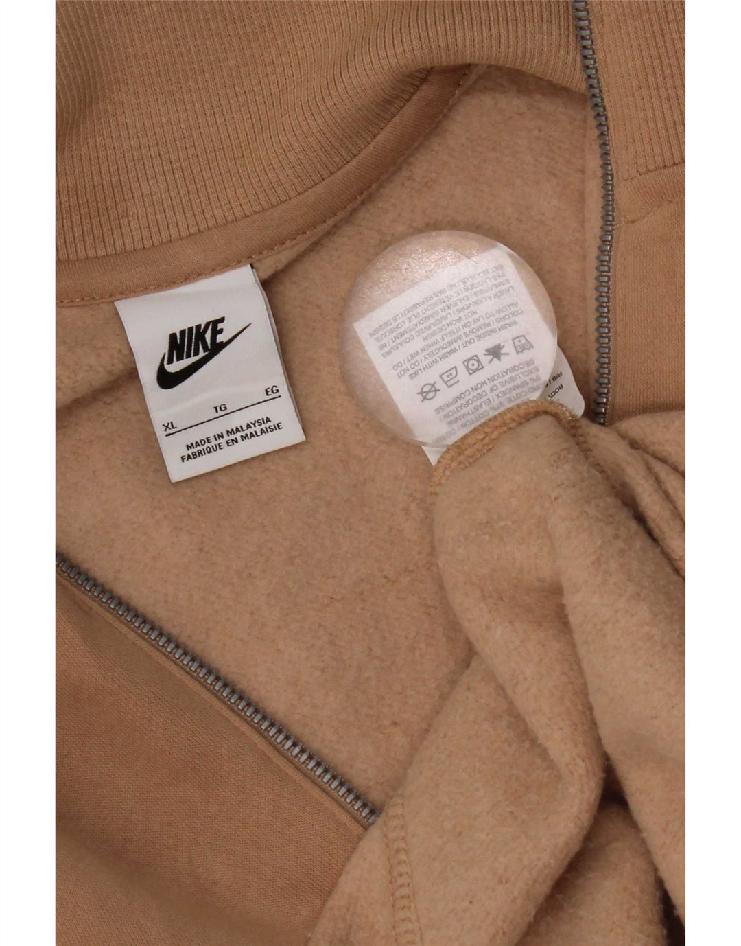 Hanorac pentru bărbați Nike, cu fermoar, cu gât, XL, maro, bumbac