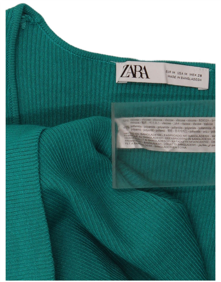 Rochie Maxi Bodycon cu mânecă lungă Zara pentru femei UK 12, viscoză verde medie