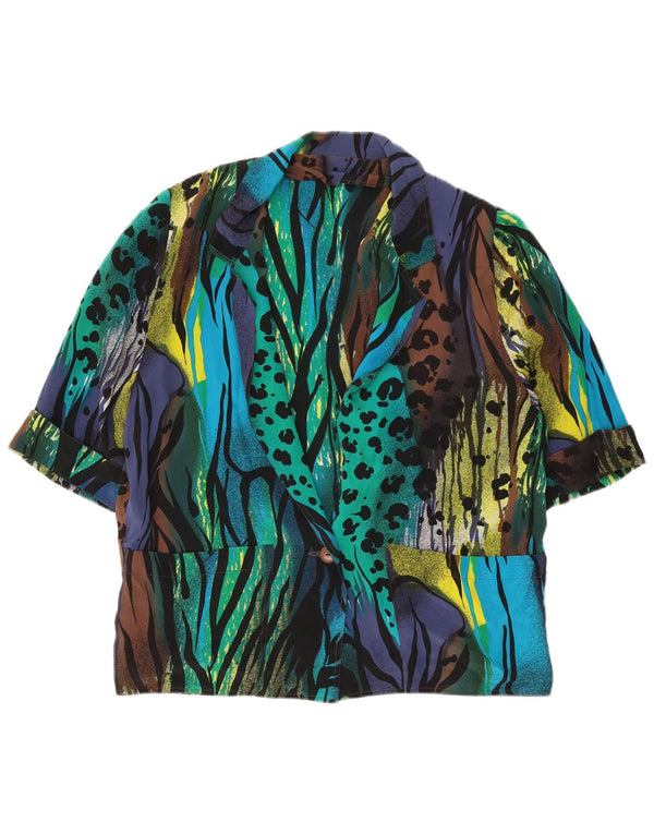 Jachetă vintage pentru femei, cu 1 nasture, cu imprimeu animal multicolor UK 18 XL