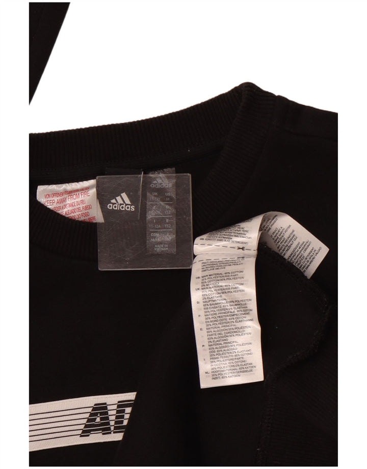 Pulover ADIDAS pentru băieți, cu grafică, 11-12 ani, bumbac negru color bloc