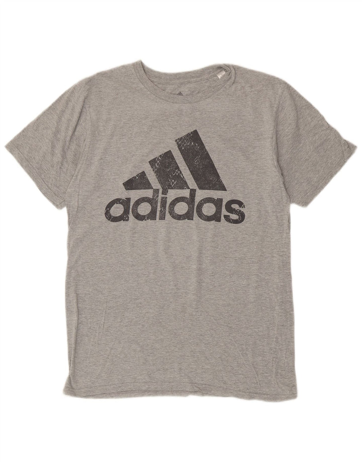 Tricou grafic ADIDAS pentru bărbați Top din bumbac gri mediu