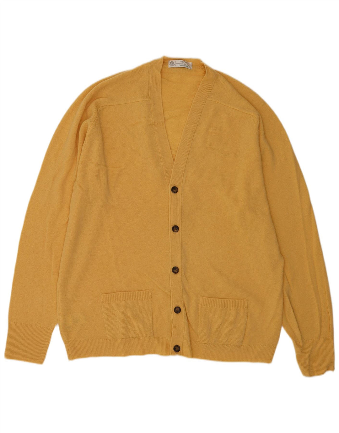 Pulover cardigan pentru bărbați Marks & Spencer XL Lână virgină galbenă
