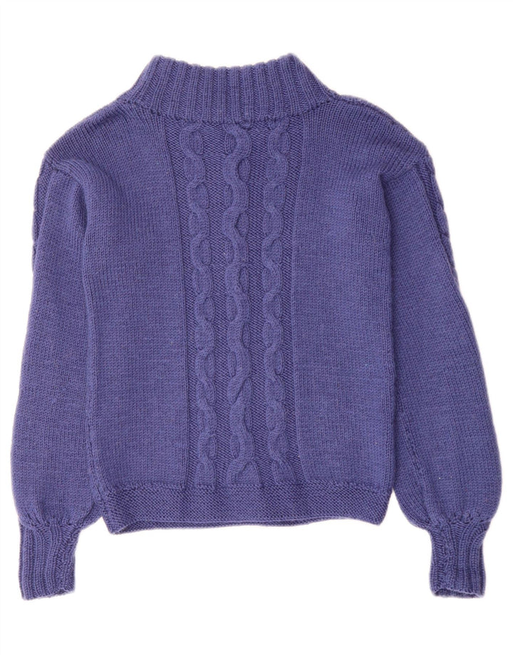 VINTAGE Pulover cu gât țestoasă pentru femei UK 10 Mic bleumarin