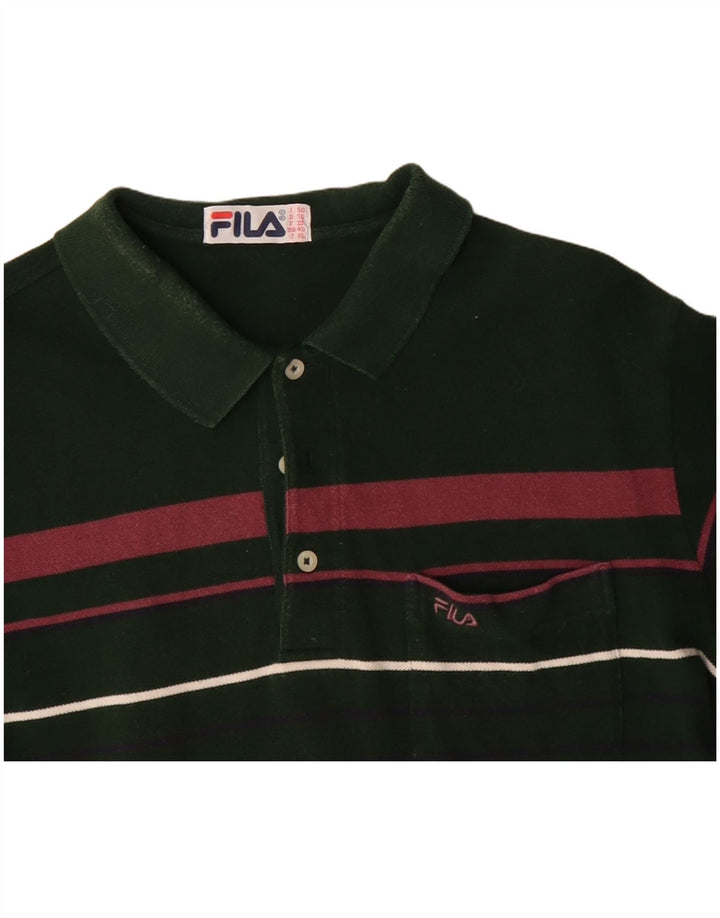 Tricou polo FILA pentru bărbați IT 50, bumbac cu dungi verzi medii