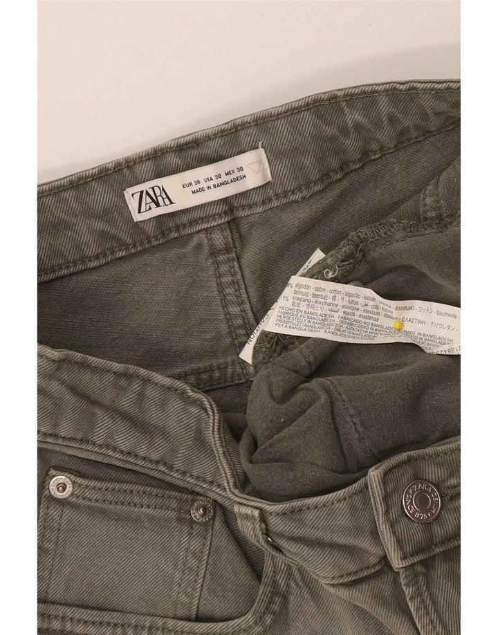 Pantaloni scurți din denim pentru bărbați Zara EU 38 Small W30 Kaki Bumbac