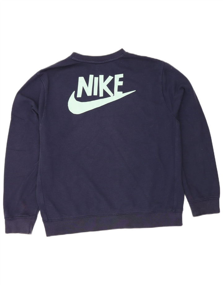 Hanorac grafic pentru bărbați Nike Pulover mediu din bumbac bleumarin