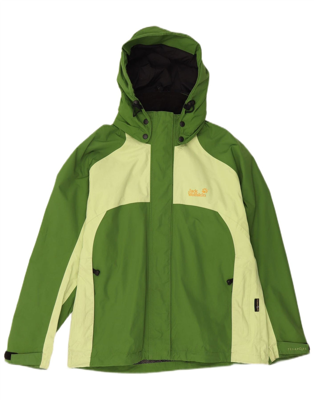 JACK WOLFSKIN Jachetă de ploaie cu glugă pentru femei UK 12 Medium Green Colorblock