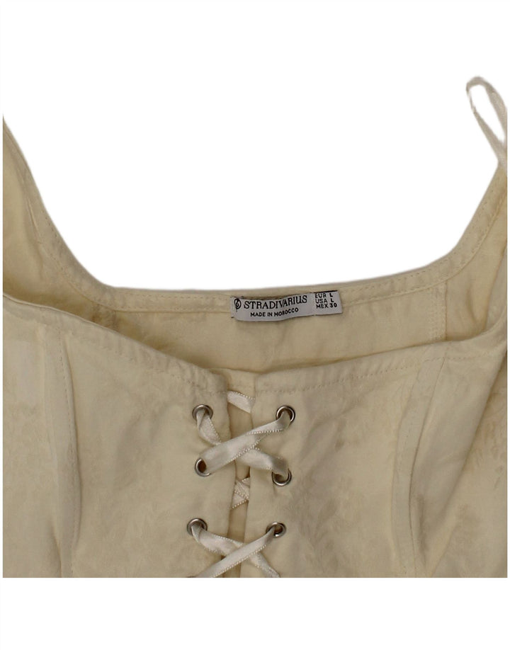 Top corset scurt pentru femei Stradivarius, mare, alb