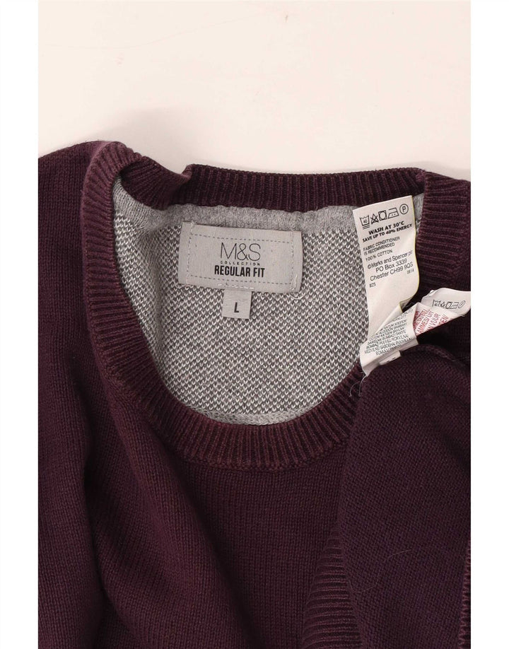 Pulover pentru bărbați Marks & Spencer, cu formă obișnuită, cu decolteu rotund, mare, burgundă