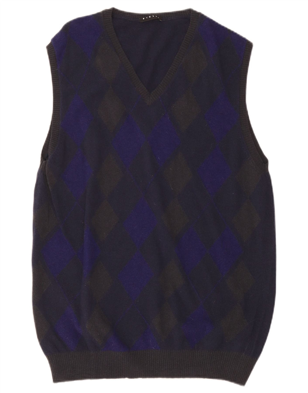 SISLEY Vestă pentru bărbați Tank Top XL Bleumarin Argyle/Lână diamant