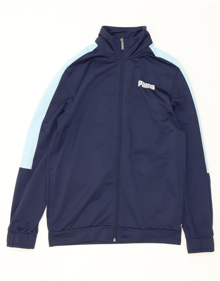 Jachetă de trening pentru bărbați Puma, din poliester color block, albastru bleumarin
