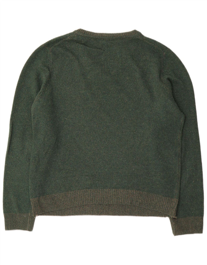 Pulover Massimo Dutti pentru bărbați cu decolteu în V, lână verde medie