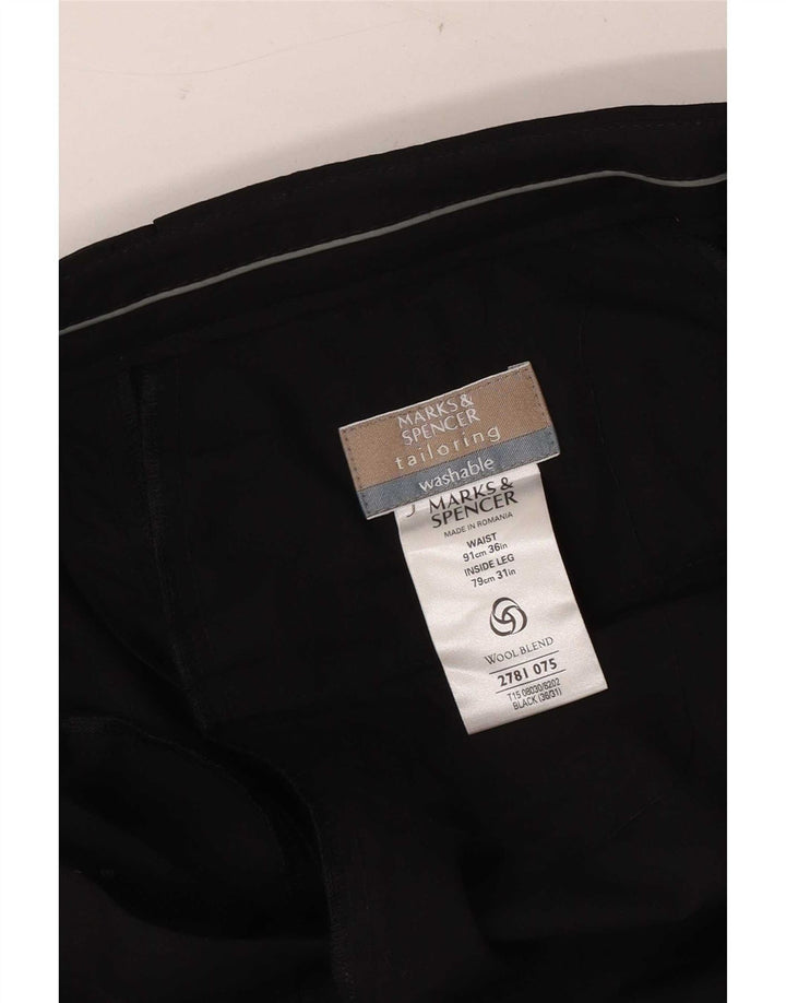 Pantaloni de costum pentru bărbați Marks & Spencer L36 L31 Poliester negru
