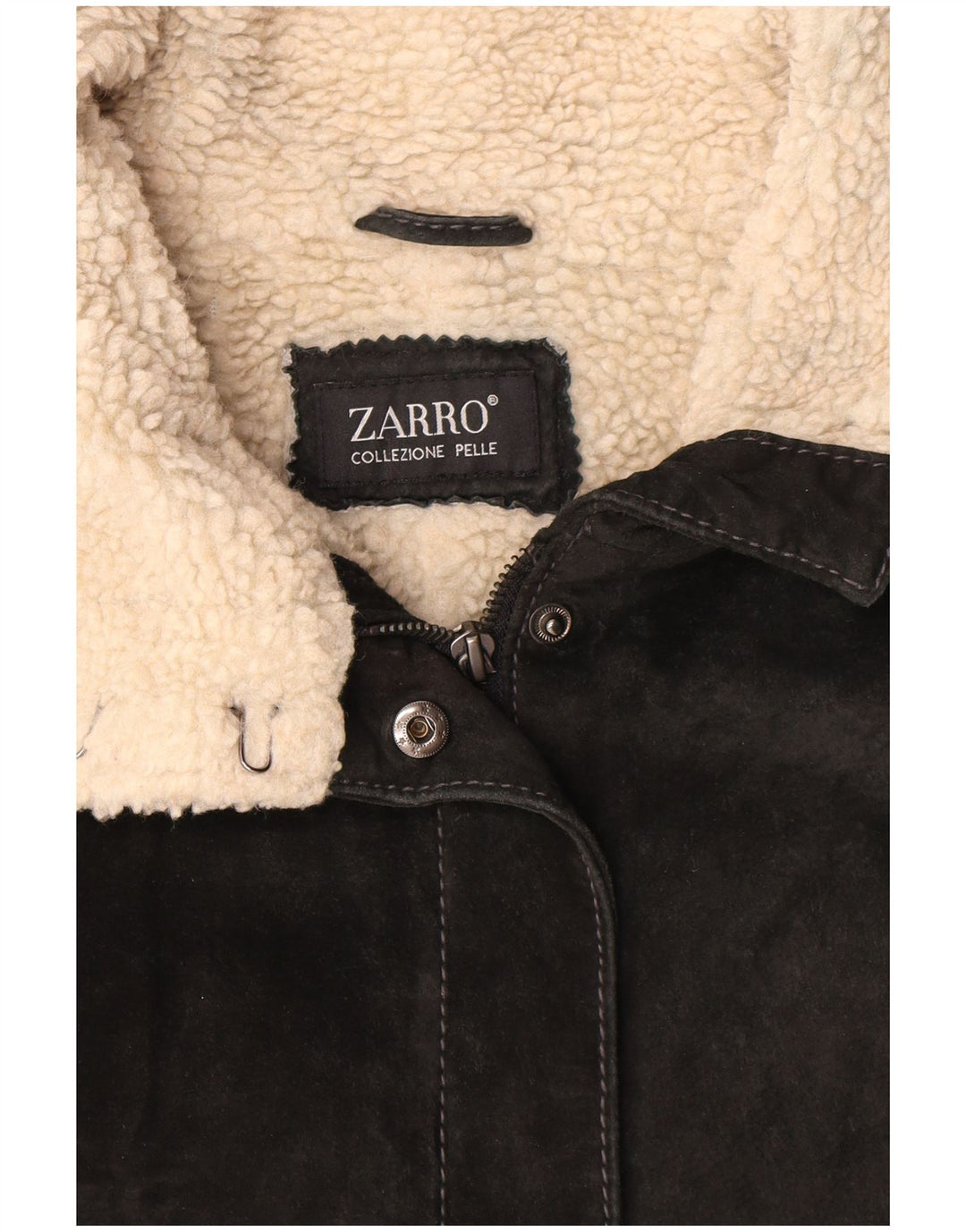 Jachetă de piele de căprioară Sherpa Zarro pentru femei UK 12 Medium Black Leather