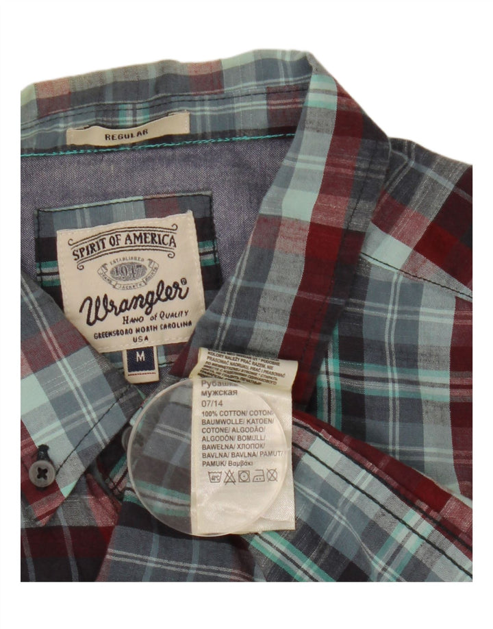 Cămașă pentru bărbați Wrangler, cu tăiere obișnuită, din bumbac cu carouri, albastru mediu