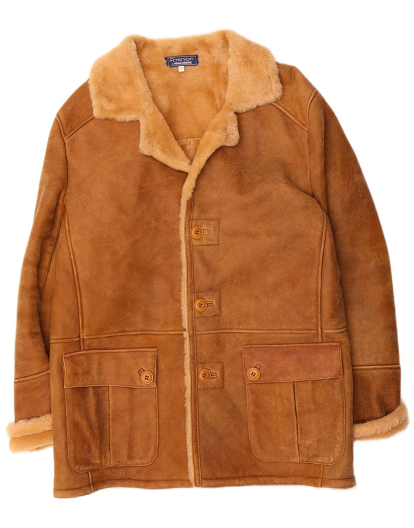 Jachetă vintage pentru bărbați din shearling UK 40 mare maro