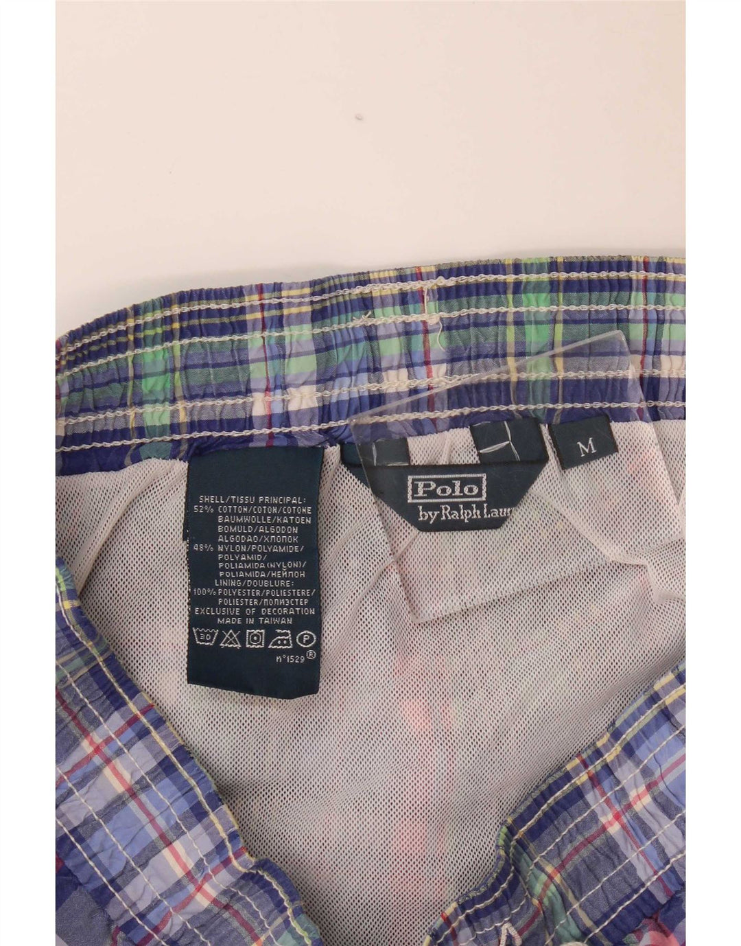 Pantaloni scurți de înot Polo Ralph Lauren pentru bărbați, bumbac cu carouri multicolore medii